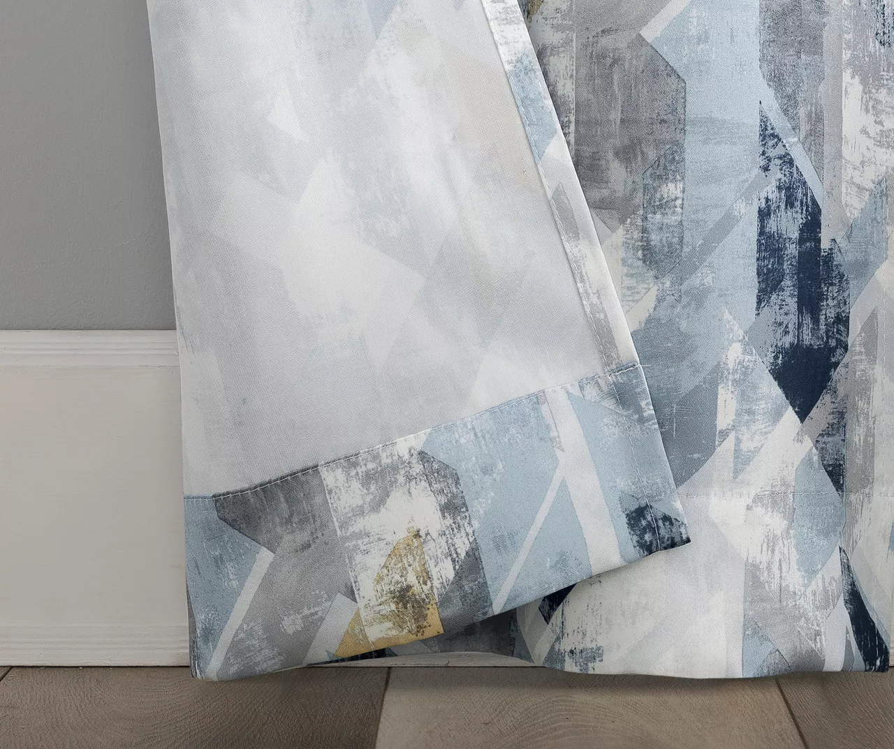 Kennett Navy Distressed Geometric Room-Darkening Grommet 4-Piece Curtain Panel Set, (84") 5 Kennett Navy Distressed Geometric Room-Darkening Grommet 4-Piece Curtain Panel Set, (84") - Image 3