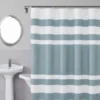 Slate Blue & White Color Block Waffle-Knit Fabric Shower Curtain -DHP Sales Store 810559975 A0