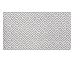 Gray & White Greek Key Jacquard Kitchen Mat, (20" X 36")