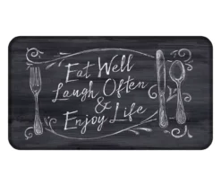 Real Living "Eat Well" Black & White Chalk Print Soft Step Kitchen Mat -DHP Sales Store 810563608