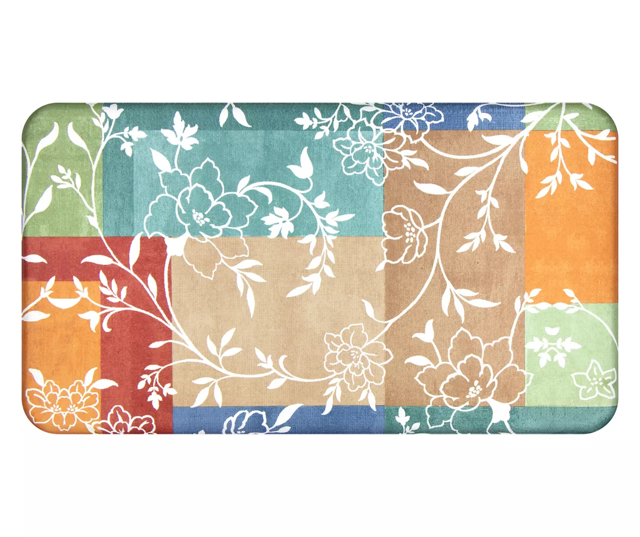 Brown, Blue & Red Weathered Blocks Soft Step Kitchen Mat 3 Brown, Blue & Red Weathered Blocks Soft Step Kitchen Mat