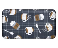 Real Living Charcoal & White Coffee Cups & Mugs Soft Step Kitchen Mat -DHP Sales Store 810563610