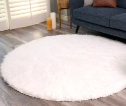 My Magic Carpet White Washable Round Shag Area Rug, (6') 10 My Magic Carpet White Washable Round Shag Area Rug, (6') -DHP Sales Store 810571829 2