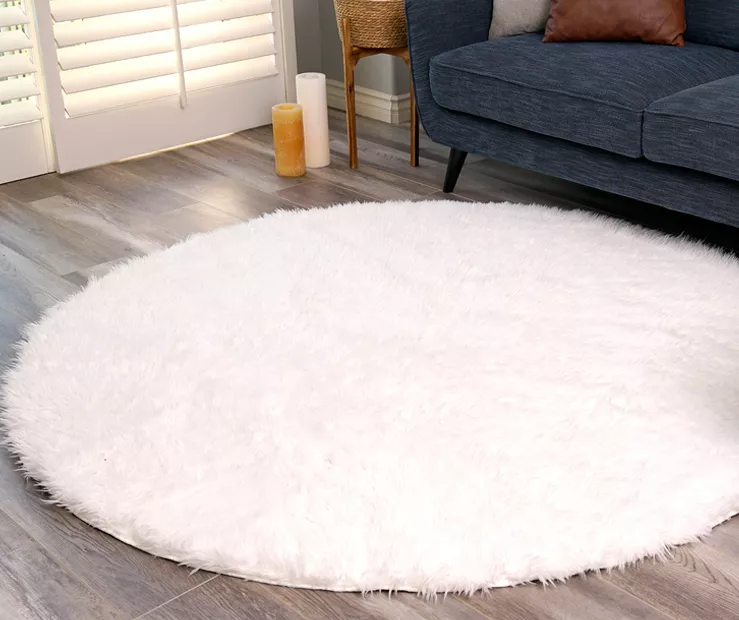 My Magic Carpet White Washable Round Shag Area Rug, (6') 4 My Magic Carpet White Washable Round Shag Area Rug, (6') - Image 2