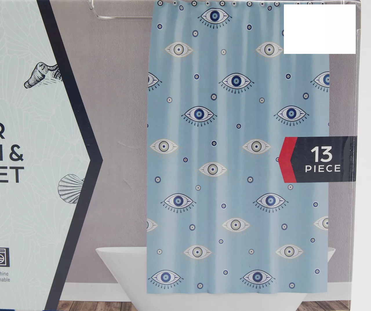 Grecian Getaway Blue All-Seeing Eyes 13-Piece Shower Curtain Set 4 Grecian Getaway Blue All-Seeing Eyes 13-Piece Shower Curtain Set - Image 2