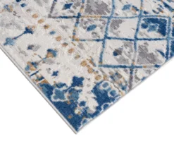 Jessica Blue & Cream Moroccan Geometric Runner Rug, (2.5' X 7') -DHP Sales Store 810573670 3