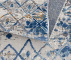 Jessica Blue & Cream Moroccan Geometric Runner Rug, (2.5' X 7') -DHP Sales Store 810573670 5