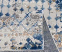 Jessica Blue & Cream Moroccan Geometric Runner Rug, (2.5' X 7') -DHP Sales Store 810573670 8