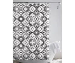 Maddox White & Black Geometric & Faux Fur 14-Piece Bath Set -DHP Sales Store 810575055 2