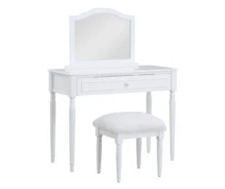 Vanity Table Set With Mirror & Faux Fur Stool 9 Vanity Table Set With Mirror & Faux Fur Stool -DHP Sales Store 810576524 810576521 A0