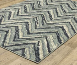 Senen Blue & Ivory Zigzag Stripe Area Rug, (3.1' X 5.5')