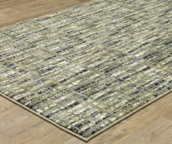 Senaka Beige & Green Abstract Crosshatch Area Rug, (2.3' X 7.6')