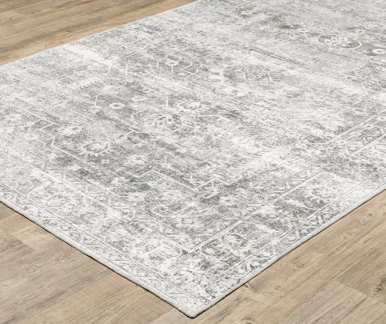 Maleak Gray & Ivory Distressed Geometric Area Rug, (2' X 8') 4 Maleak Gray & Ivory Distressed Geometric Area Rug, (2' X 8') - Image 2