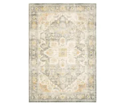 Savanna Gray & Gold Floral Geometric Area Rug -DHP Sales Store 810584599