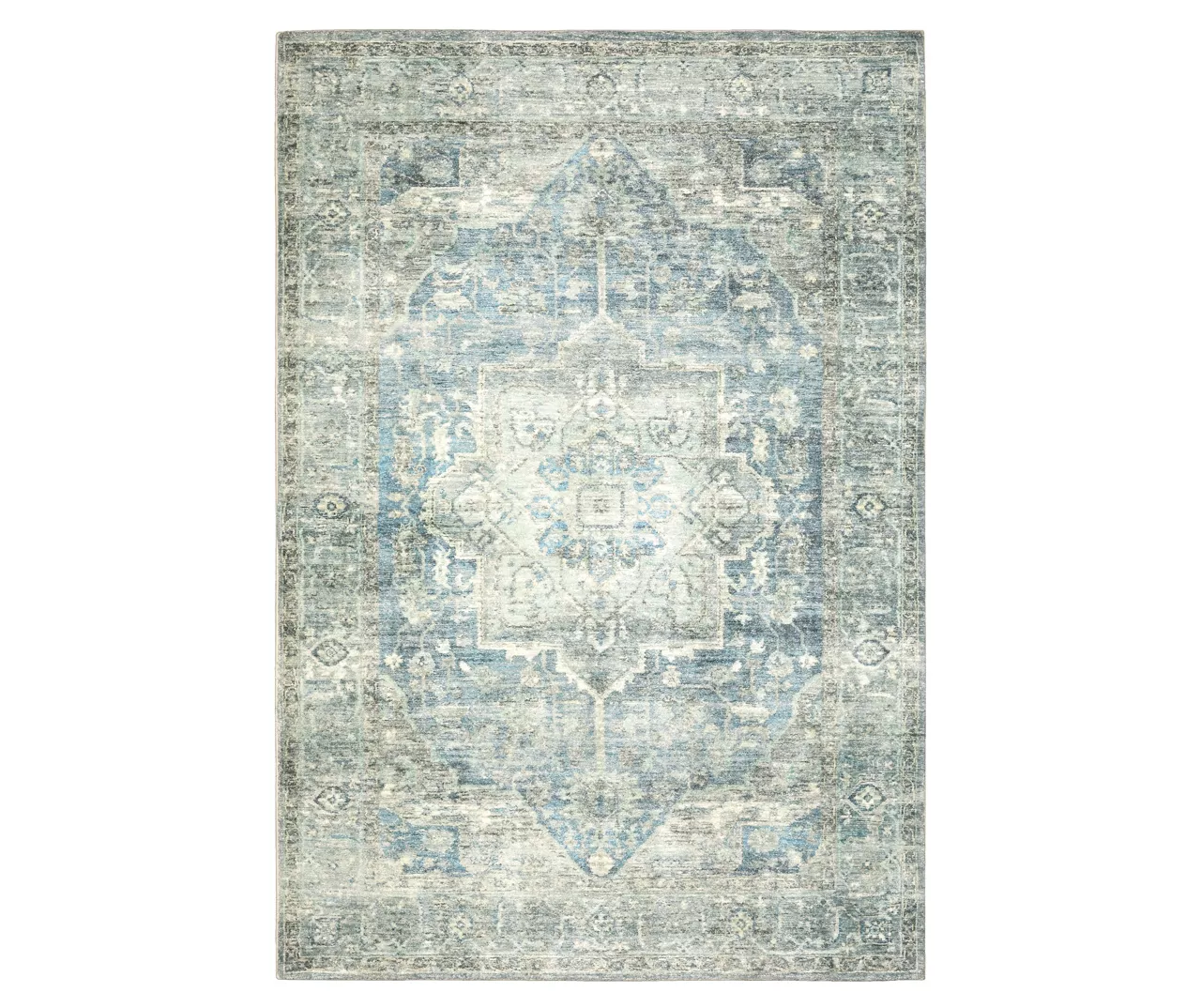 Savadore Gray & Blue Medallion Area Rug, (7.5' X 10') 3 Savadore Gray & Blue Medallion Area Rug, (7.5' X 10')