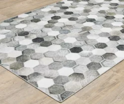 Myles Gray & Charcoal Faux Hide Hexagon Area Rug -DHP Sales Store 810584616 1