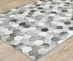 Myles Gray & Charcoal Faux Hide Hexagon Area Rug -DHP Sales Store 810584617 1