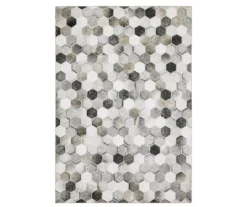 Myles Gray & Charcoal Faux Hide Hexagon Area Rug -DHP Sales Store 810584617