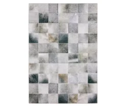Mylen Gray & Charcoal Faux Hide Tile Pattern Area Rug, (7.8' X 10')