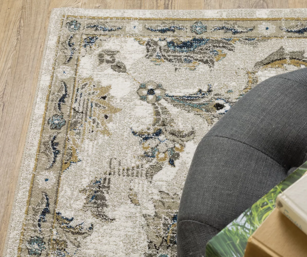 Vedie Blue & Taupe Abstract Area Rug, (6.7' X 9.2') 6 Vedie Blue & Taupe Abstract Area Rug, (6.7' X 9.2') - Image 4