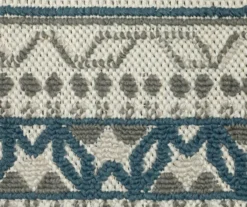Torlea Beige & Blue Zigzag Border Outdoor Area Rug, (1.1' X 7.3') 7 Torlea Beige & Blue Zigzag Border Outdoor Area Rug, (1.1' X 7.3') -DHP Sales Store 810584649 4