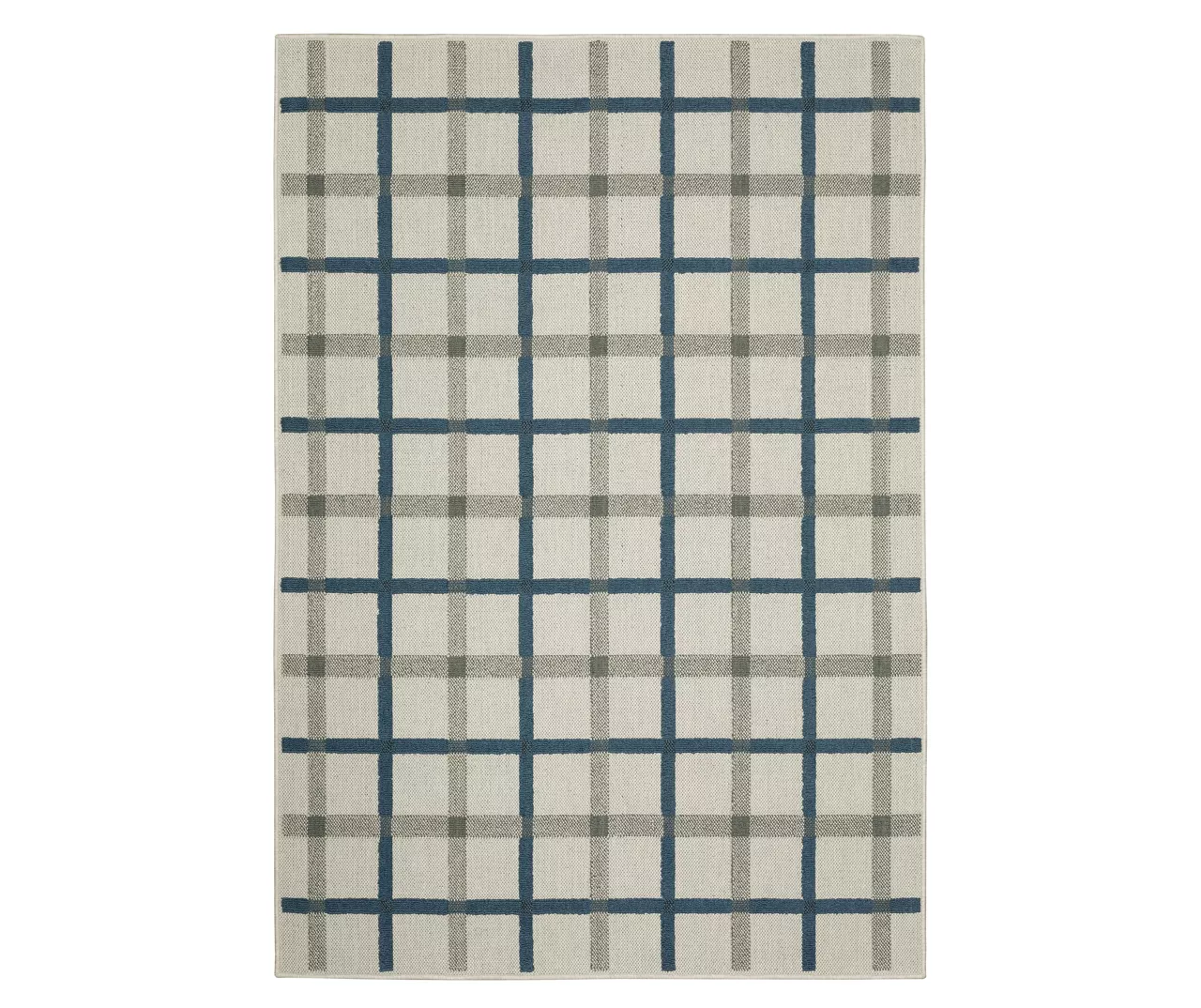 Toril Beige & Blue Plaid Outdoor Area Rug 6 Toril Beige & Blue Plaid Outdoor Area Rug - Image 4