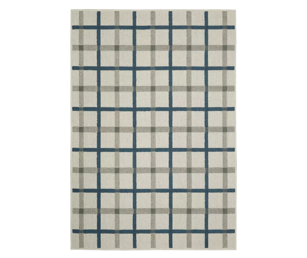 Toril Beige & Blue Plaid Outdoor Area Rug, (5.3' X 7.3') 3 Toril Beige & Blue Plaid Outdoor Area Rug, (5.3' X 7.3')