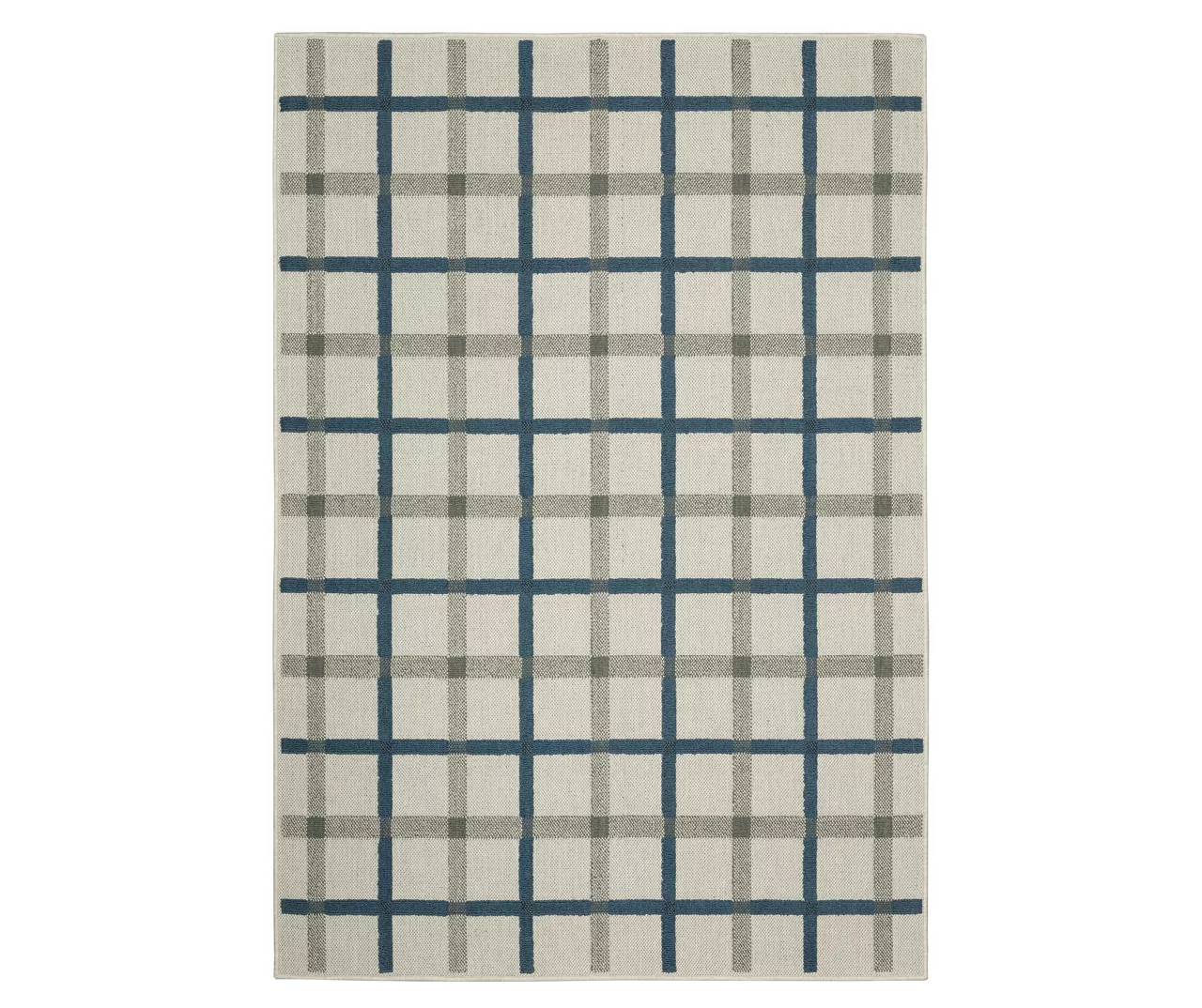 Toril Beige & Blue Plaid Outdoor Area Rug 4 Toril Beige & Blue Plaid Outdoor Area Rug - Image 2