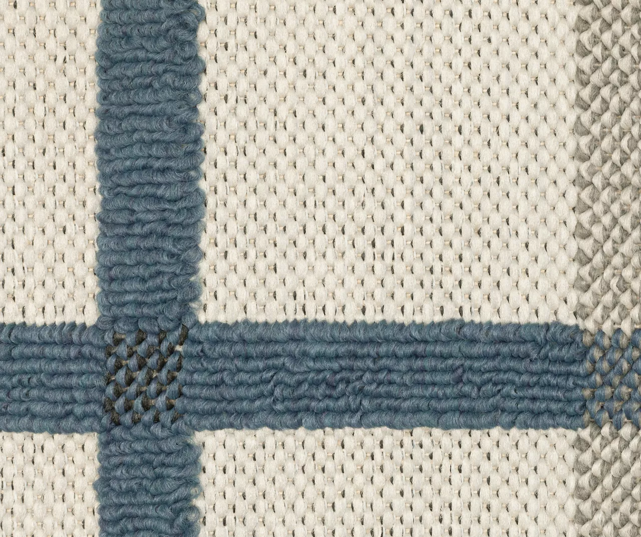 Toril Beige & Blue Plaid Outdoor Area Rug 11 Toril Beige & Blue Plaid Outdoor Area Rug - Image 9