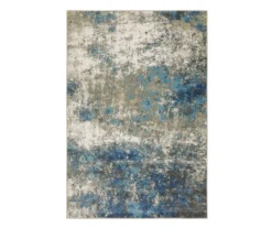 Veejay Blue & Ivory Abstract Area Rug, (7.1' X 10')