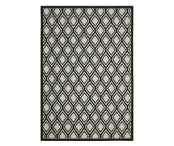 Torcal Beige & Black Diamond Lattice Outdoor Area Rug, (1.1' X 3.9')