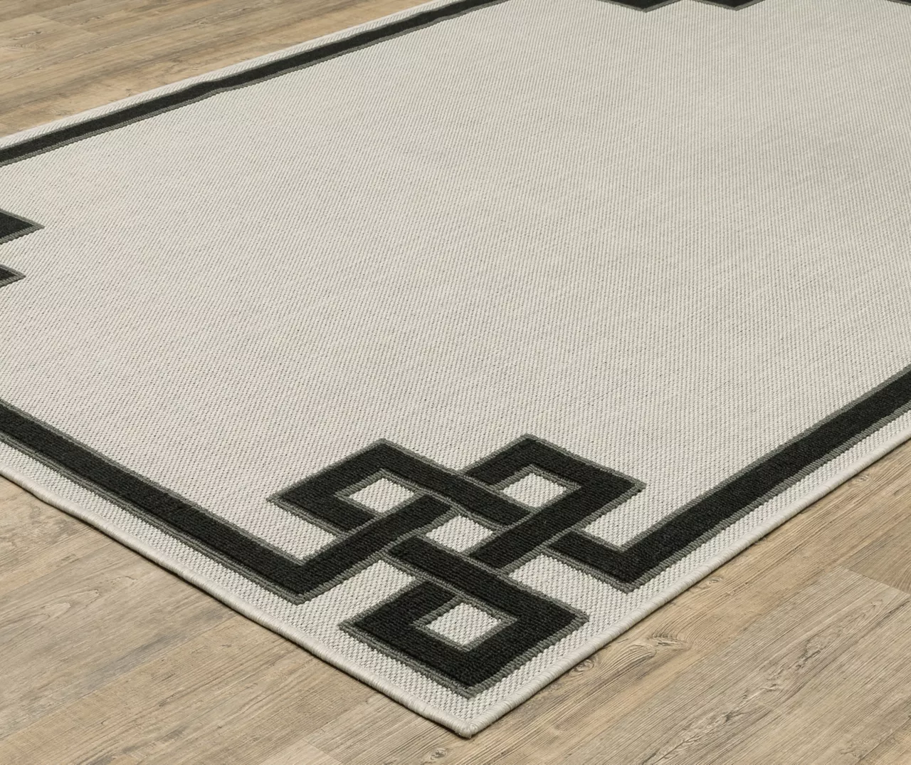 Torbet Beige & Black Loop Border Outdoor Area Rug, (1.1' X 7.3') 4 Torbet Beige & Black Loop Border Outdoor Area Rug, (1.1' X 7.3') - Image 2