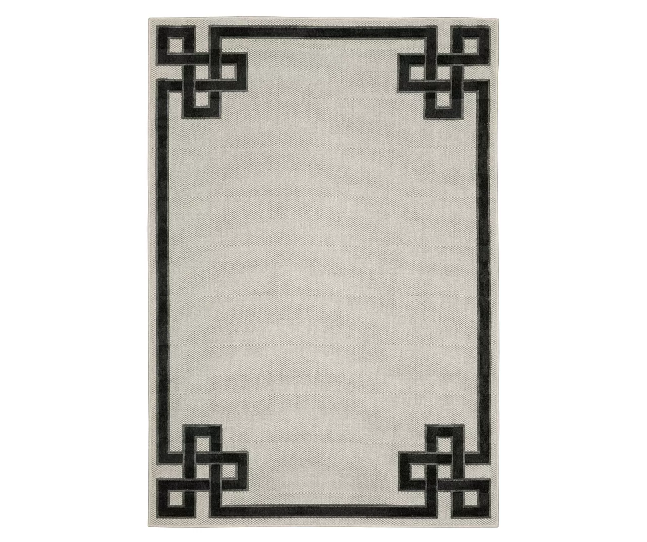 Torbet Beige & Black Loop Border Outdoor Area Rug, (1.1' X 7.3') 3 Torbet Beige & Black Loop Border Outdoor Area Rug, (1.1' X 7.3')
