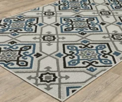 Torance Beige & Blue Linework Medallion Outdoor Area Rug, (7.1' X 10') -DHP Sales Store 810584736 1 1