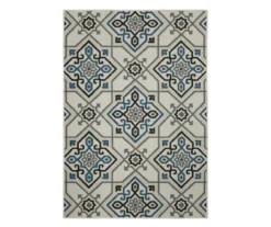 Torance Beige & Blue Linework Medallion Outdoor Area Rug -DHP Sales Store 810584739