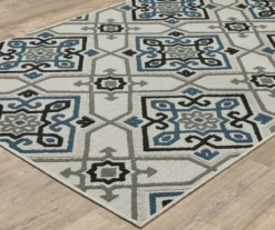 Torance Beige & Blue Linework Medallion Outdoor Area Rug, (1.1' X 7.3') -DHP Sales Store 810584740 1 1