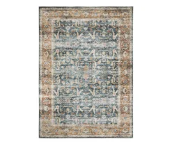 Charlotte Blue & Brown Floral Area Rug, (7.6' X 10')