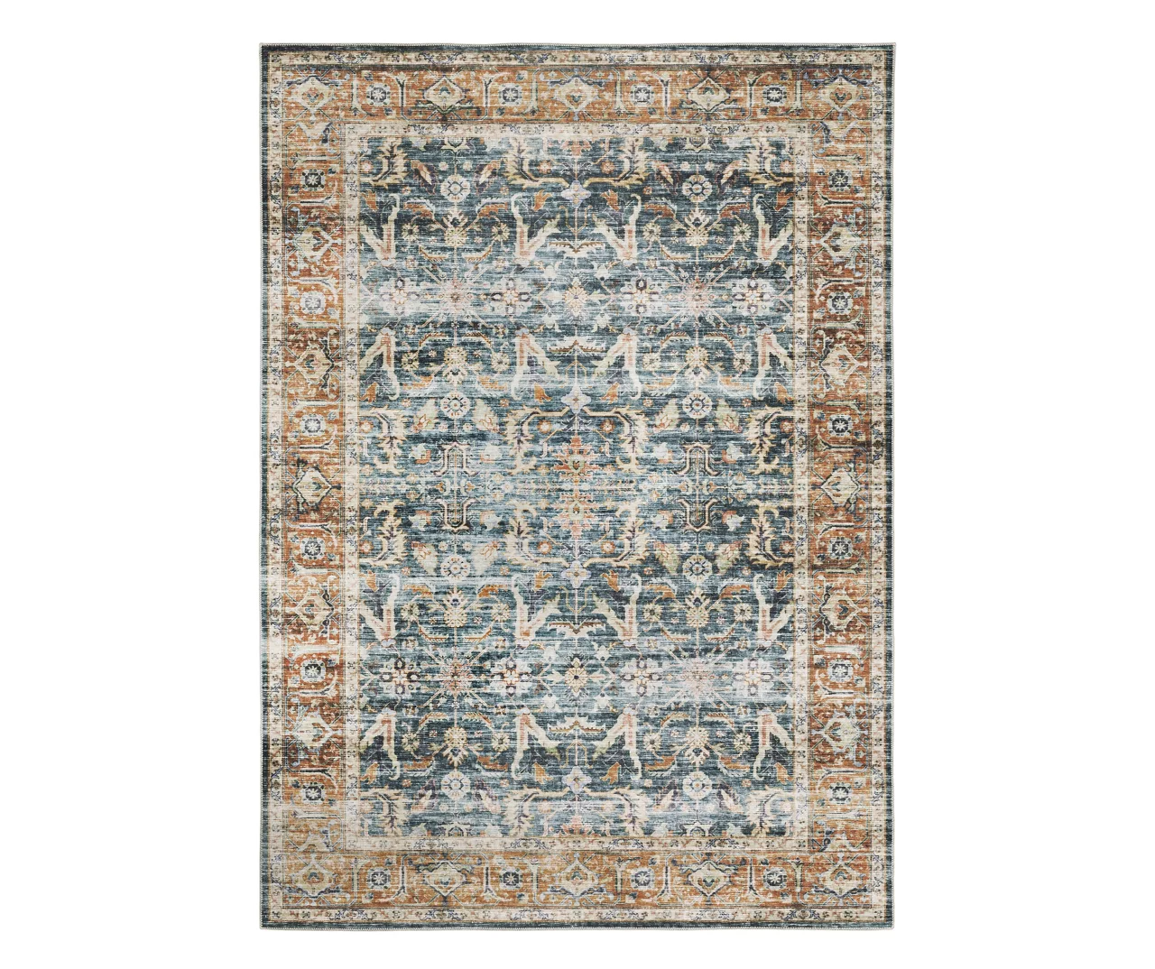 Charlotte Blue & Brown Floral Area Rug, (7.6' X 10') 3 Charlotte Blue & Brown Floral Area Rug, (7.6' X 10')