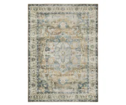 Cheyenne Blue & Tan Floral Medallion Area Rug, (2' X 3')