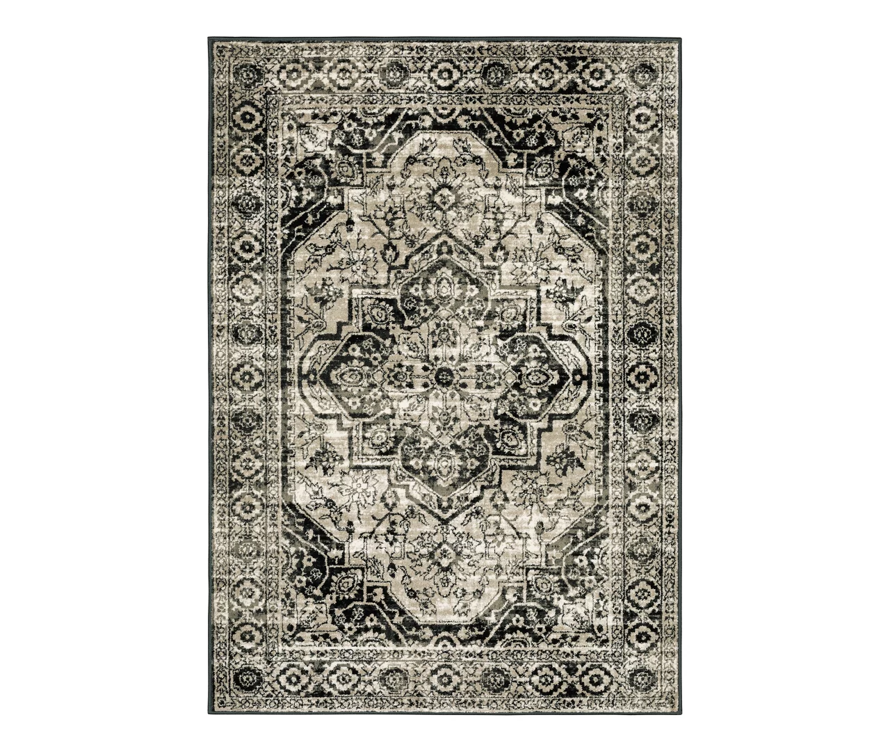 George Gray & Black Floral Medallion Area Rug, (6.7' X 9.2') 3 George Gray & Black Floral Medallion Area Rug, (6.7' X 9.2')