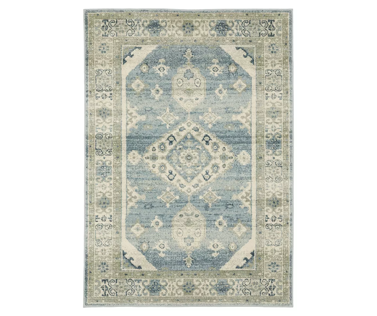 Jefferson Bue & Beige Geometric Medallion Area Rug, (1.1' X 7.3') 6 Jefferson Bue & Beige Geometric Medallion Area Rug, (1.1' X 7.3') - Image 4