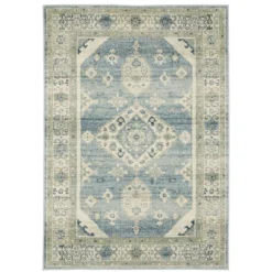Jefferson Bue & Beige Geometric Medallion Area Rug