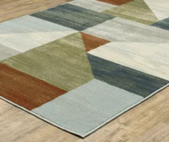 Braxton Beige, Blue & Rust Geometric Color Block Area Rug, (3.3' X 5')