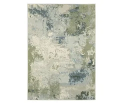 Lawton Blue & Green Abstract Area Rug, (5.3' X 7.3')