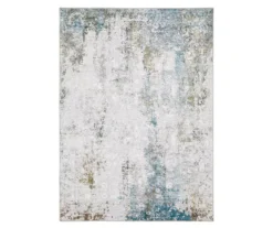 Malcalm Ivory & Blue Abstract Area Rug, (2' X 3')