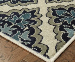 Lindie Ivory & Blue Medallion Lattice Area Rug, (1.1' X 3') -DHP Sales Store 810585075 2