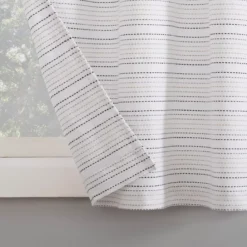 Jemma White & Black Dash Stripe Light-Filtering Rod Pocket Tier & Valance Curtain Set, (36" X 58") -DHP Sales Store 810587099 3