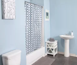 White & Black Round Up Medium-Weight PEVA Shower Liner -DHP Sales Store 810587868 3