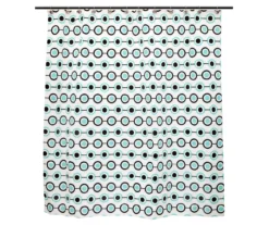 White, Aqua & Black Lots Of Dots Medium-Weight PEVA Shower Liner