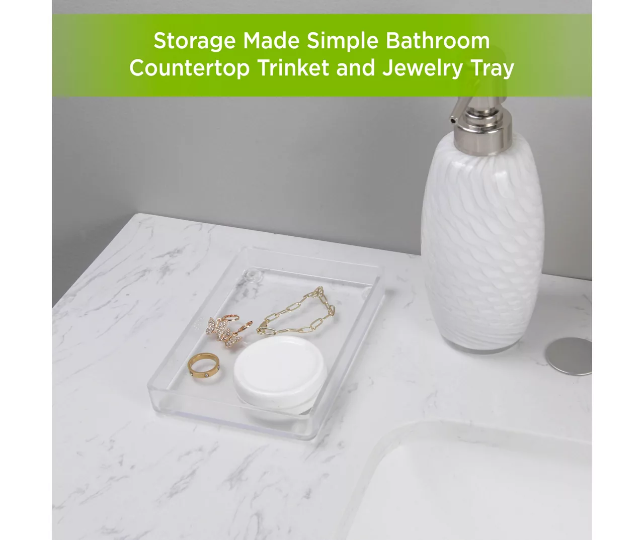 Storage Made Simple Clear Countertop Trinket Tray 4 Storage Made Simple Clear Countertop Trinket Tray - Image 2
